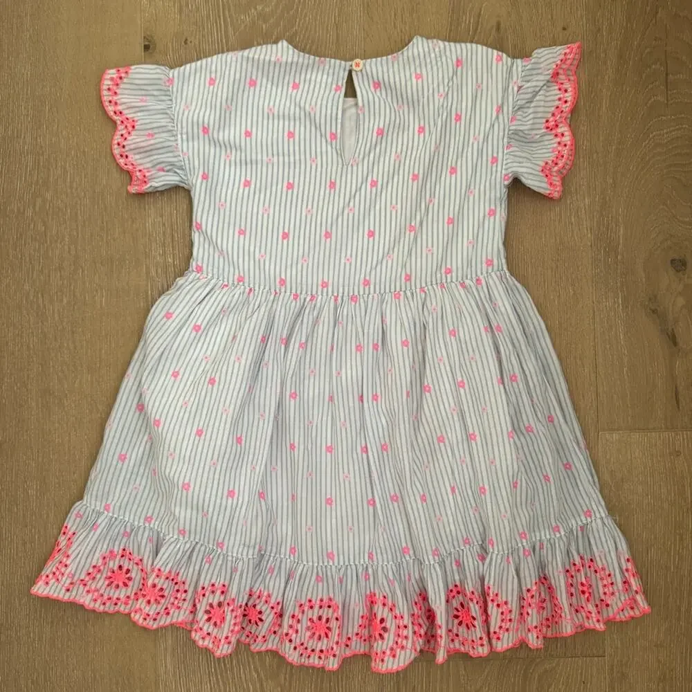 J Crew CrewCuts Girls Embroidered prairie cottagecore Striped Dress size 7 years